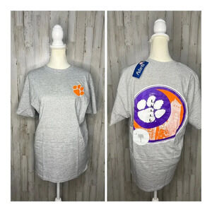 NWT Clemson Tigers Unisex Gray Paw Print Clock‎ Tower Logo Short Sleeve T-Shirt